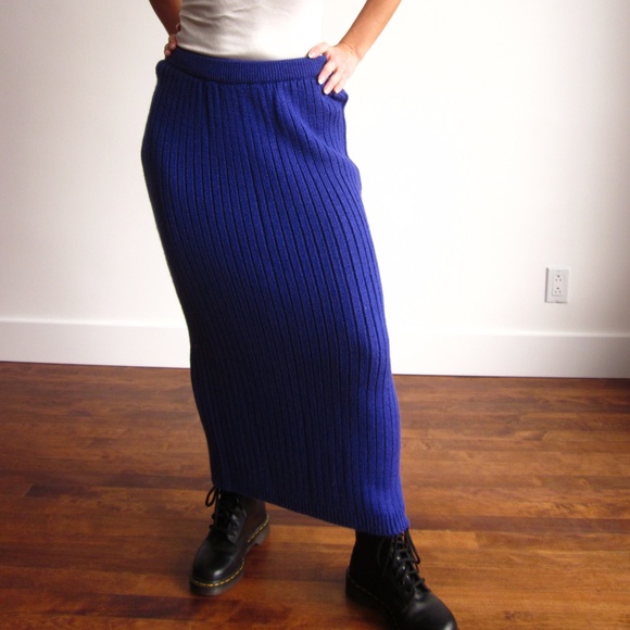 Splend'or - Dark Purple Knit Bodycon Maxi Skirt - Picture 3 of 5